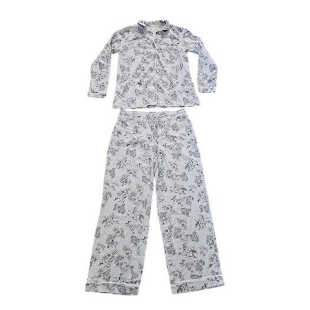 Haven Well Within 100% Cotton Pajama Set Women Small Blue Floral Long Sleeve